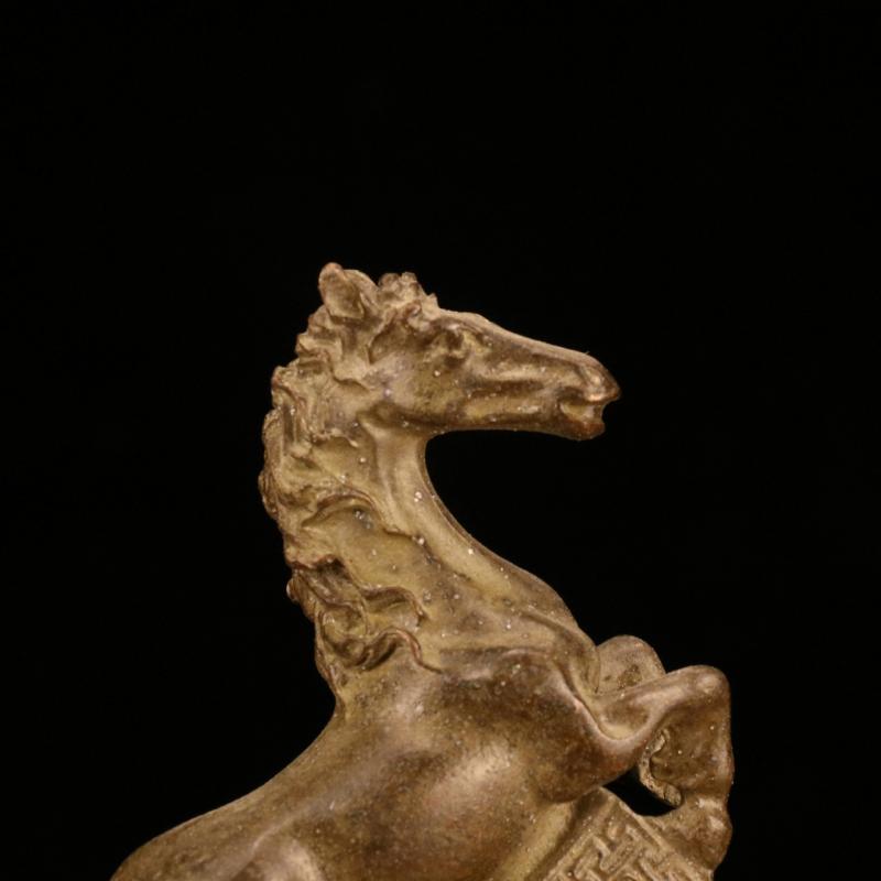 Small Curio Chinese Bronze Lovable 12 Zodiac Animal Horse Wealth Pendant Decoration