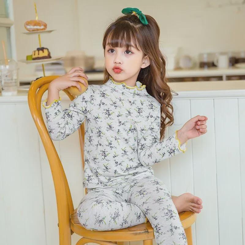 Пижамный комплект «Русалочка» для девочек из хлопка – теплая домашняя одежда на весну/осень с брюками