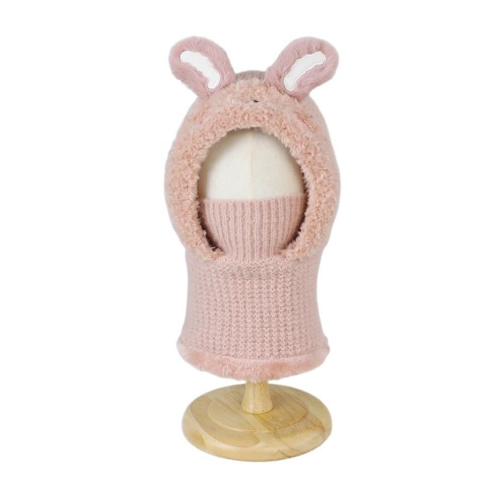 Knitted Beanie Rabbit Ear Winter Hat Plush Face Guard Neck Warmer Pullover Cap  Infant Cap