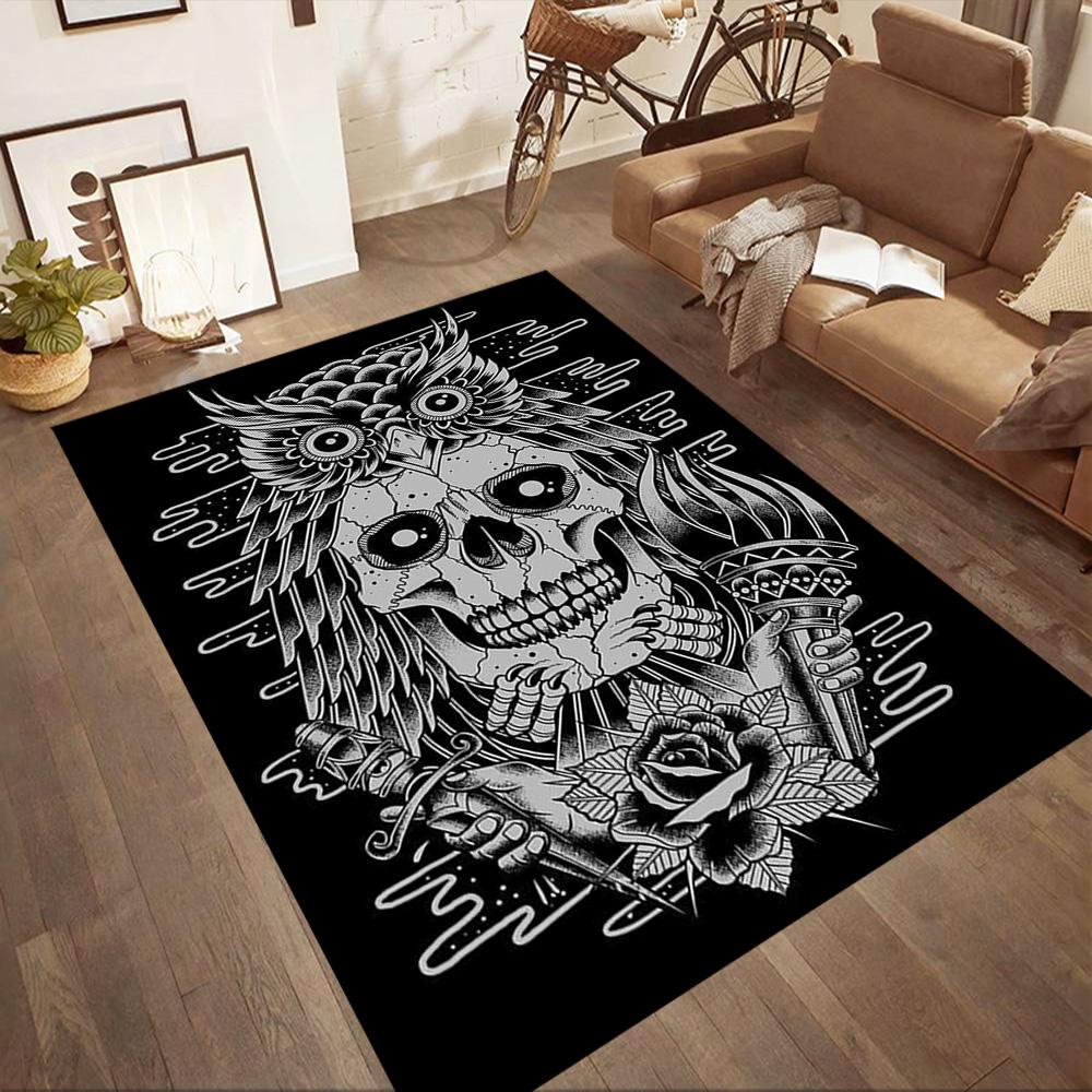 Knife Skull Floor Mat Perfect for Playrooms Dormitory Balcony Entryway Antislip Carpet Office home decor Spiritual Gift