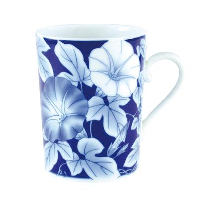 Кружка Koransha Morning Glory, 300 мл, изготовлена в Японии. Красивый освежающий оттенок индиго. На дне написано слово на языке утра.