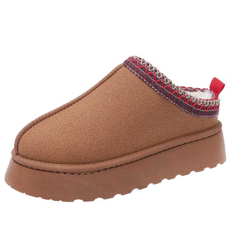 2024 Новые женские шерстяные тапочки, теплые шерстяные низкие сапоги на платформе, тапочки, женские уличные нескользящие ботинки, обувь для женщин