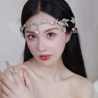 Листья короны, капли воды, полные бриллиантов, лоб невесты, украшенный водными бриллиантами, свадебный головной убор, полный бриллиантов, повязки на голову с короной.