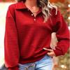 Autumn and Winter Women's Blouse Solid Color Waffle Comfortable Casual Lapel Polo Shirt