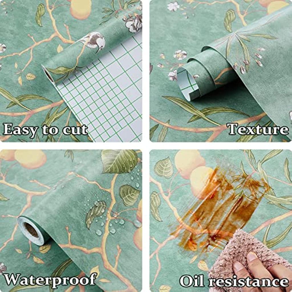 Винтажные ботанические птицы самоклеящиеся обои виниловые самоклеящиеся обои зеленые съемные контактные обои для декора дома