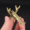 2pcs Solid Brass Miniatures Crayfish Ornament Vintage Animal Pen Holder Desktop Decorations Crafts Collections Lobster Figurines