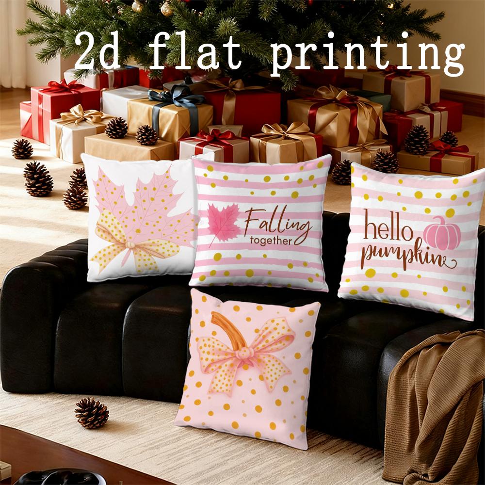 Home Decor Fall-Themed Hello Pumpkin Printed Cushions Pattern Cushion Cover Suitable for Sofa Bedroom Car Pillow Cover