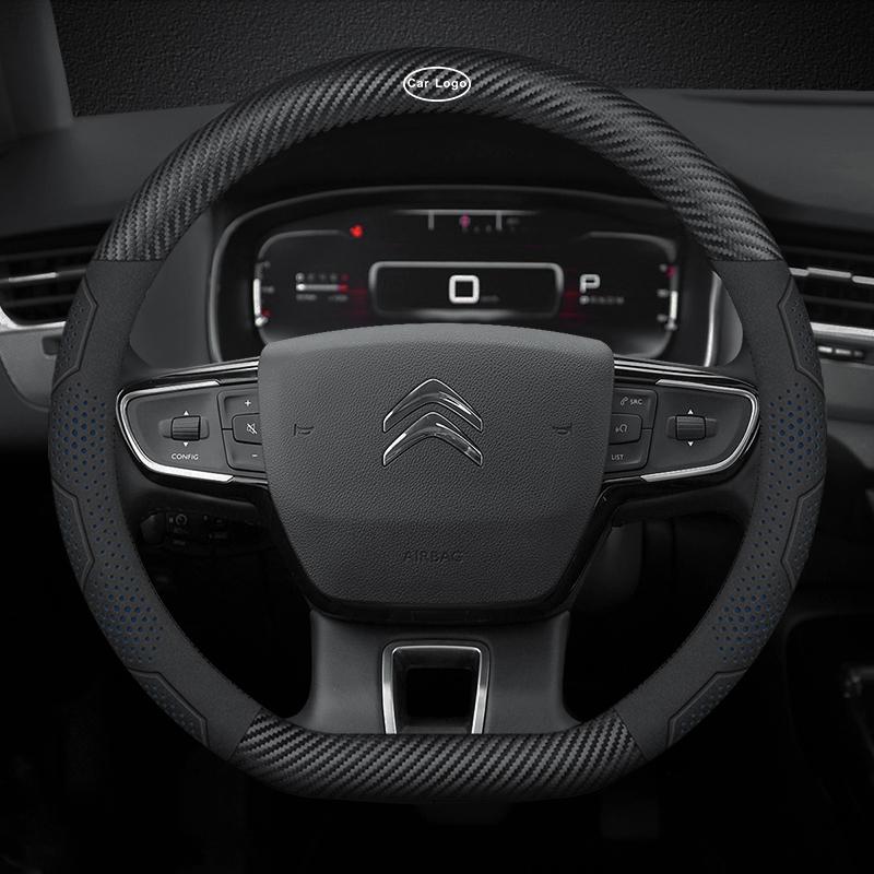 Для Citroen C1 C2 C3 C4 C5 C6 C7 C8 VTS Автомобильная дышащая и противоскользящая крышка рулевого колеса из замши, углеродного волокна и кожи