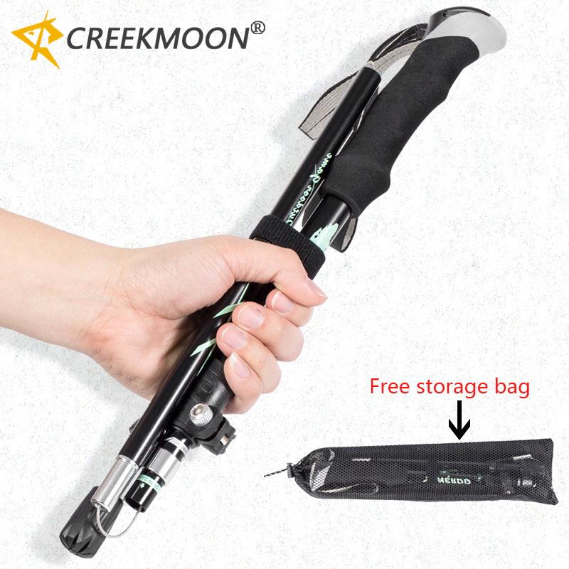 1PC 5-Section Outdoor Fold Trekking Pole Camping Portable Walking Hiking Stick For Nordic Elderly Telescopic Easy Put Into Bag