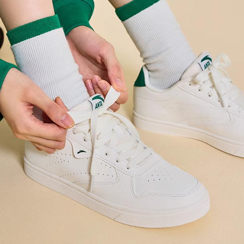 Women's Sneakers Anta Basic Slip Resistant Abrasion Resistant Low top Skateboard Shoes Women's White Green