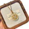 Inlaid Stone Round Pendant, New Chinese Style Sweater Chain, National Style Long Necklace for Women, Light Luxury Niche High-End Design Pendant