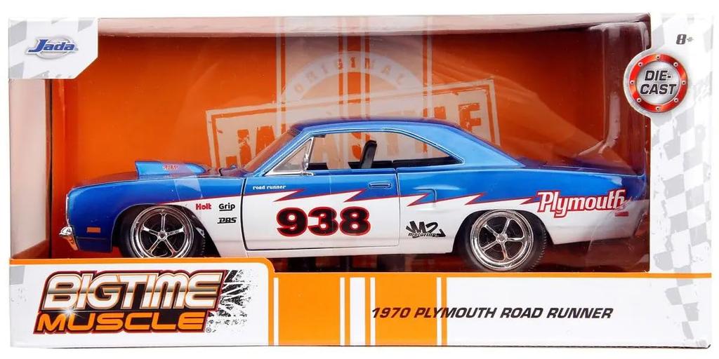 Kyosho JADA TOYS 1970 Plymouth Road Runner Finished Model JADA35030 1/24 #938 Blue/White