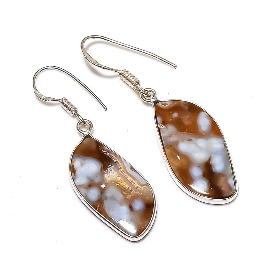 Cobra Jasper Gemstone Handmade 925 Sterling Silver Jewelry Earring 1.89" SU-7641