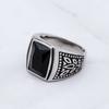 Винтажное кольцо с черным камнем для мужчин, кольцо из нержавеющей стали с зеленым/красным камнем для женщин, амулет, ювелирное изделие, подарок