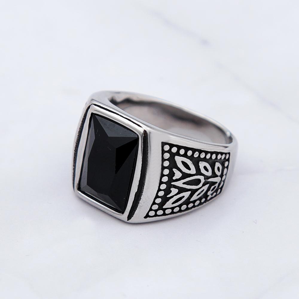 Винтажное кольцо с черным камнем для мужчин, кольцо из нержавеющей стали с зеленым/красным камнем для женщин, амулет, ювелирное изделие, подарок