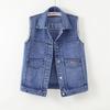 Denim Vest Women's Mid-length Korean Version of The Spring and Autumn Loose Patch Embroidered Sleeveless Jacket Slim Cardigan Top