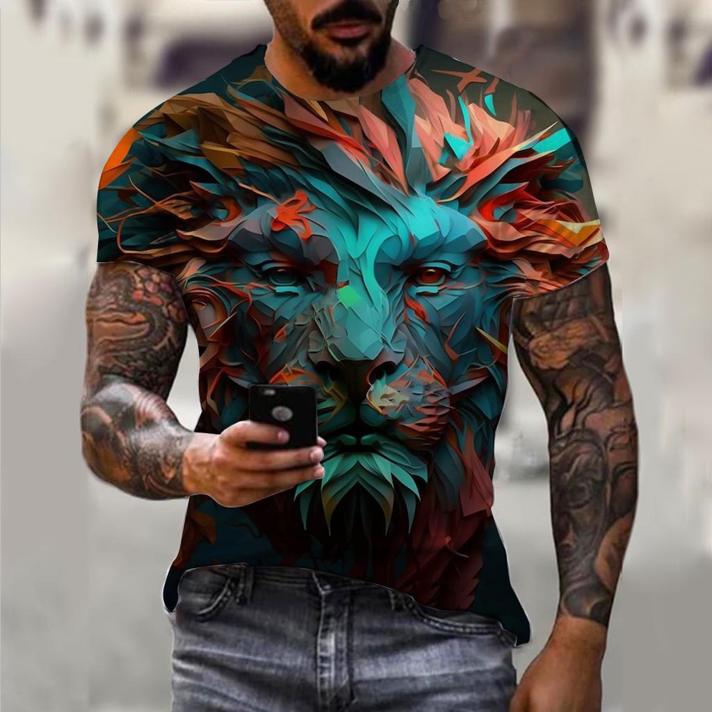 Мужская футболка с 3D принтом животных в стиле хип-хоп, винтажная одежда в стиле Харадзюку, модные топы с круглым вырезом и короткими рукавами, футболки большого размера