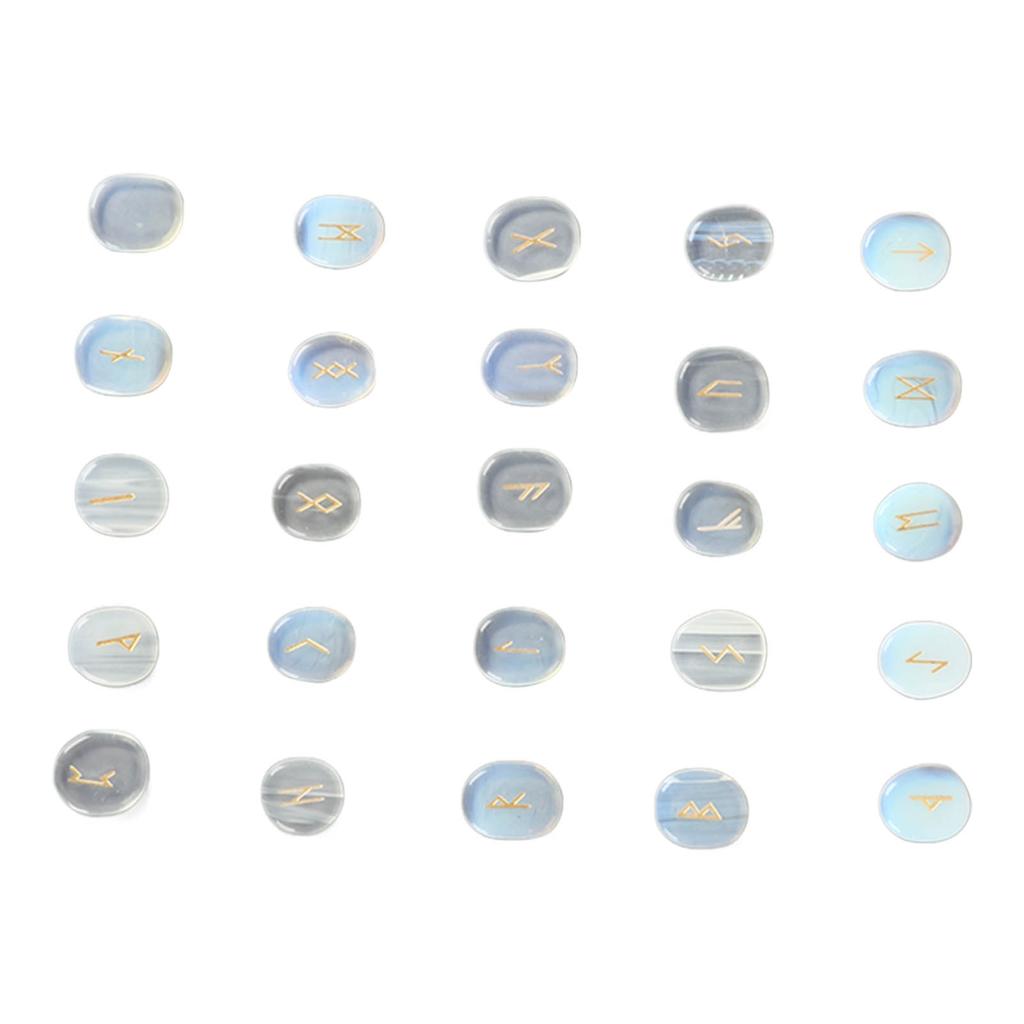 Набор из 25 натуральных рунических камней, изысканные руны, резьба, медитация, набор камней для молитвы, гадания