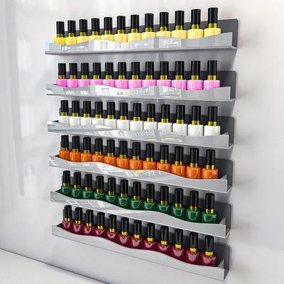 2 шт. 15-дюймовая стойка для лака для ногтей, настенная полка, золотой, серебряный, акриловый органайзер, принадлежности для ногтей для мастеров по маникюру, отличный дисплей