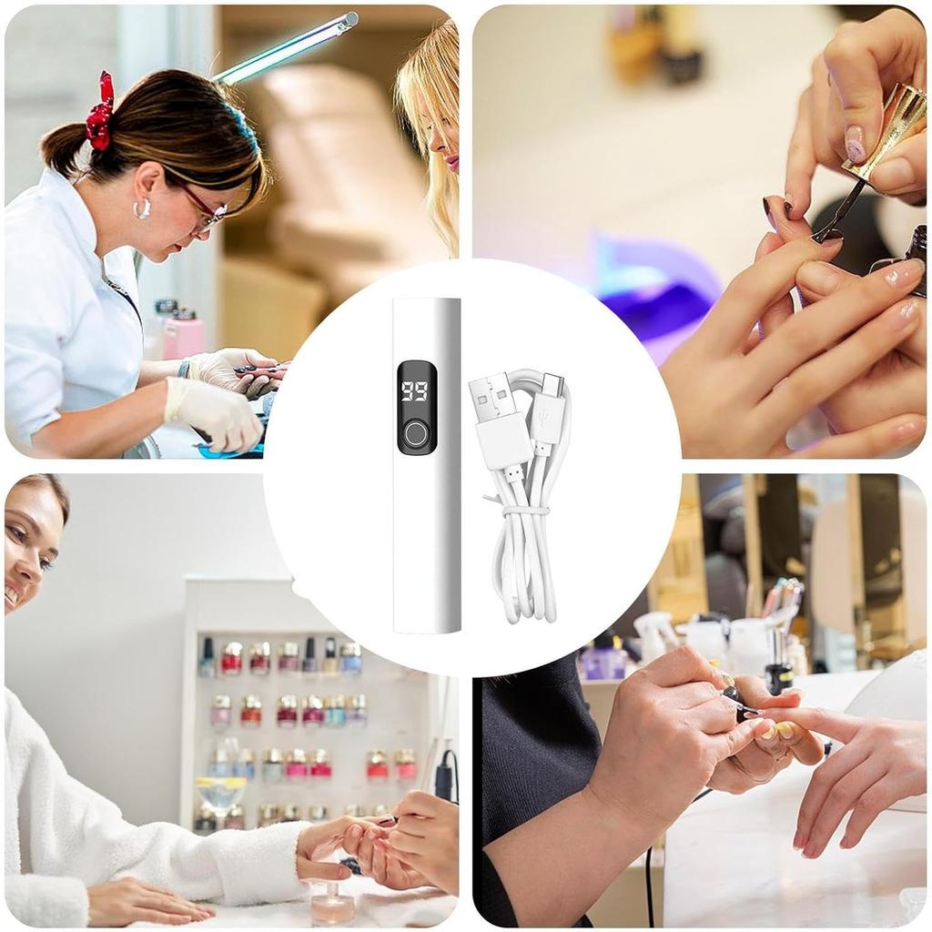 Mini Nail Lamp | Portable Cordless Dryer | Compact Wireless Nail Lamp with Integrated Shade | For Salon, DIY Manicure Decoration with Rhinestones Glue