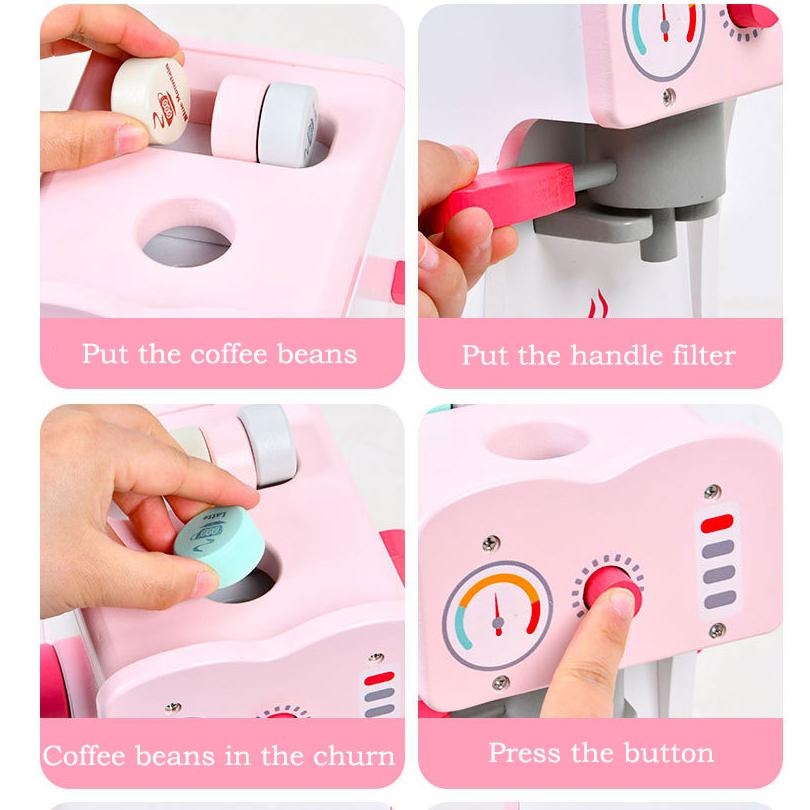 BABIBO Детская деревянная имитация кофемашины подарок на день рождения/розовая кухня для девочек игровой домик игрушки