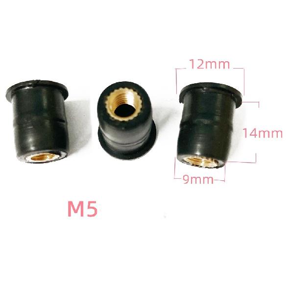 25X Well Nuts M5 Rubber Expansion Brass Bolts Windscreen Windshield Fairing 5mm