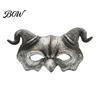 Horned Demon Mask Halloween Ram Horn Mask, Horror Devil Half Face Gothic Lightweight Masquerade for Cosplay Costume Party Half-face