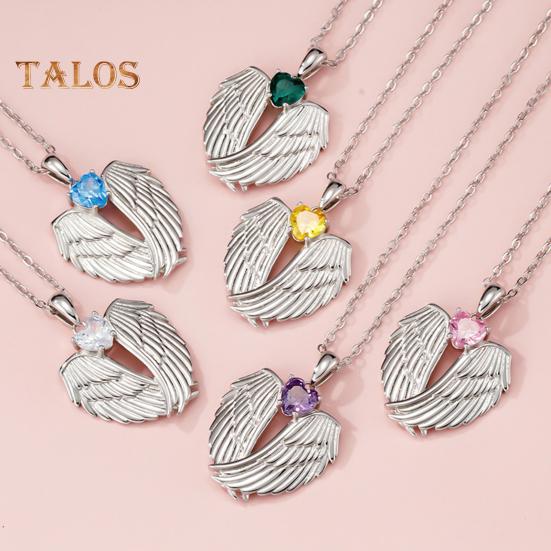 Ожерелье с крыльями ангела, горный хрусталь, крылья хранителя, ожерелье с подвеской, циркон, камень рождения, ювелирное украшение, подарок для нее