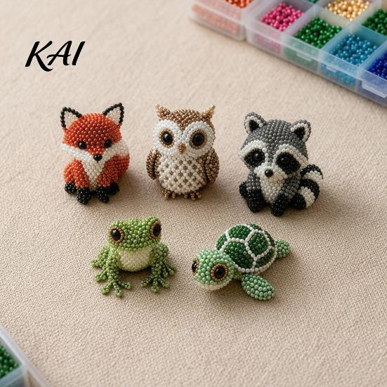 Standing Bead Animals DIY Animal Beading Kit, Tiny 3D Beaded Craft Set, Cute Beginner Kit Art for Beginners Teens Adults Stress Relief Decoration