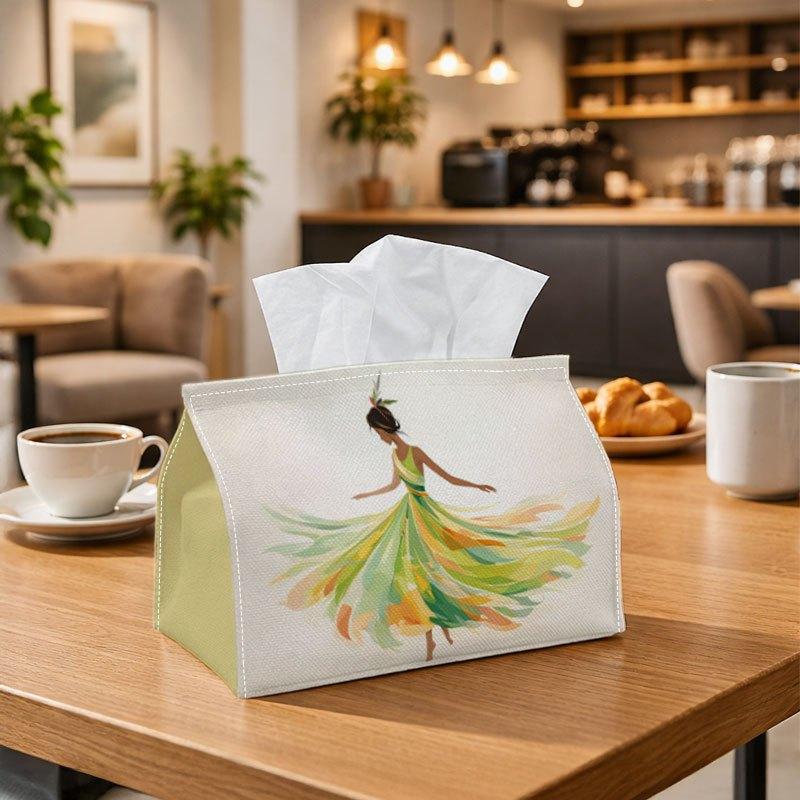 1pc Artistic Expressionist Illustration Tissue Box | Durable, Woman Dress Motion Abstract Suitable for Living Room Accent, Bedroom Decor, Encouragemen