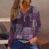 Women's T Shirt Tee Button Floral Print Long Sleeve Daily Weekend Fashion Basic V-Neck Regular Top