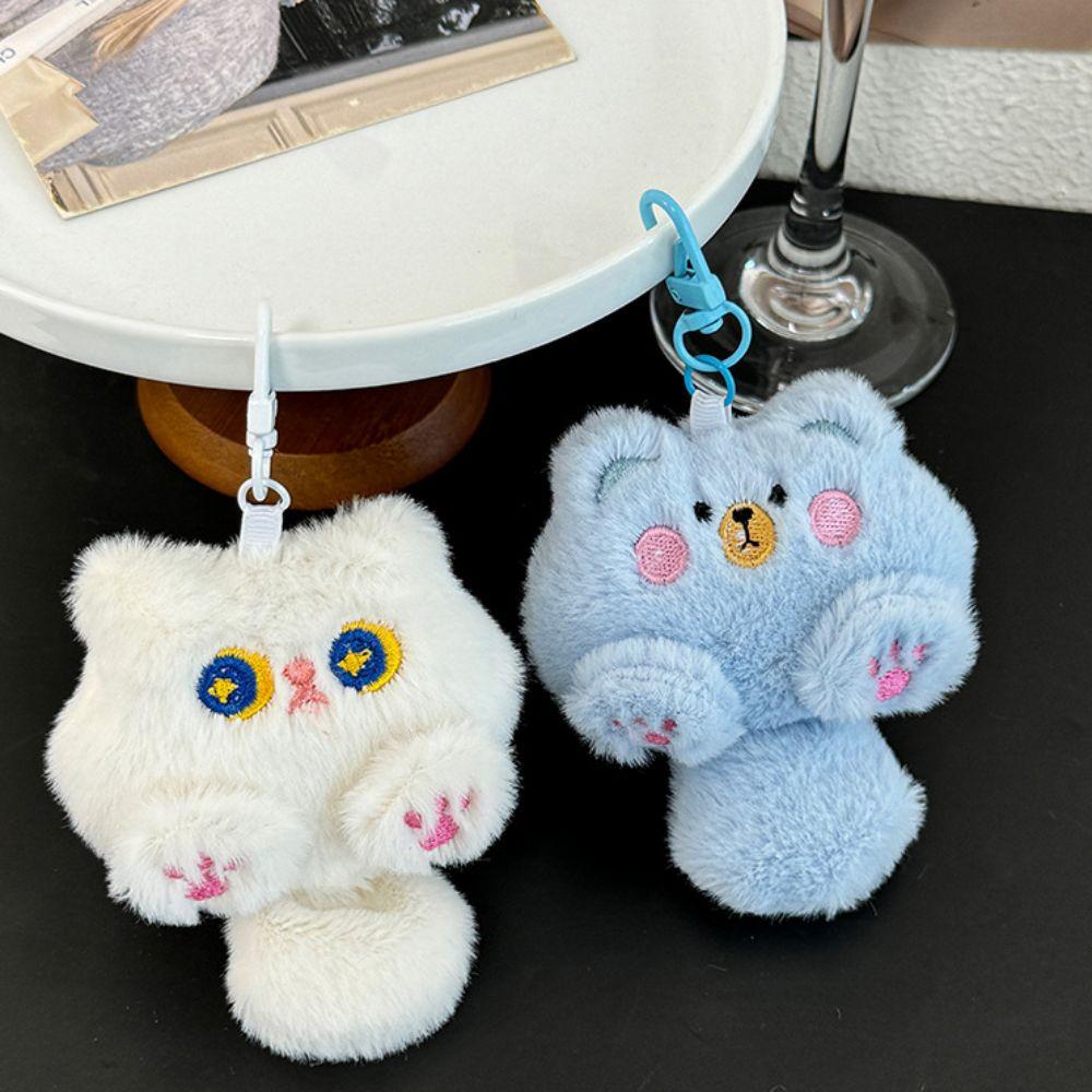 Stuffed Coffee Cat Plush Keychain Pink Claw Animal Plush Key Chain Friends Birthday Gifts