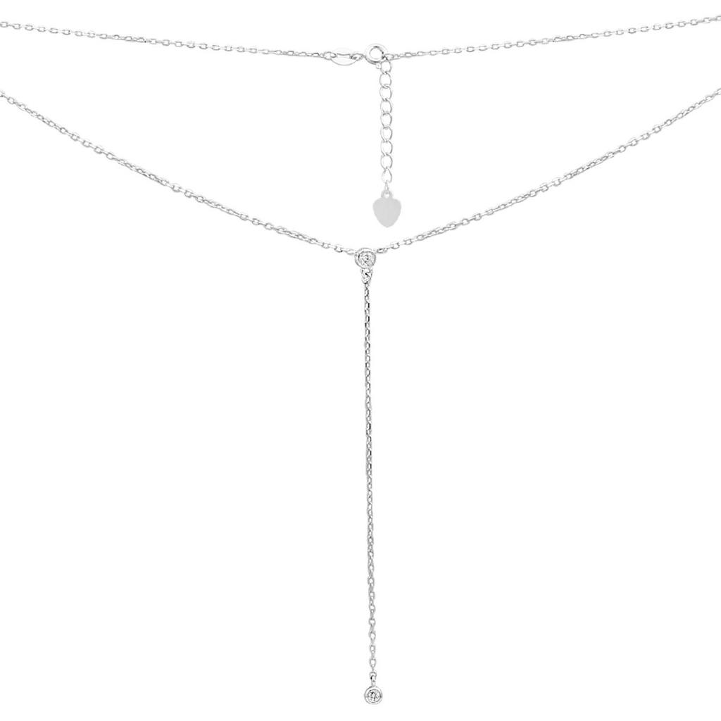 Серебряное колье с фианитами, вес изделия 2,56 гр (2197058)