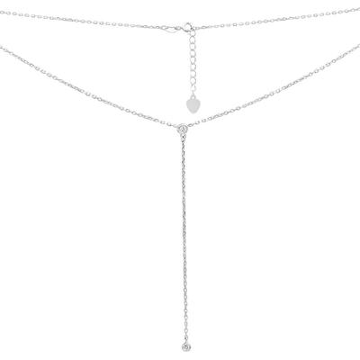 Серебряное колье с фианитами, вес изделия 2,56 гр (2197058)