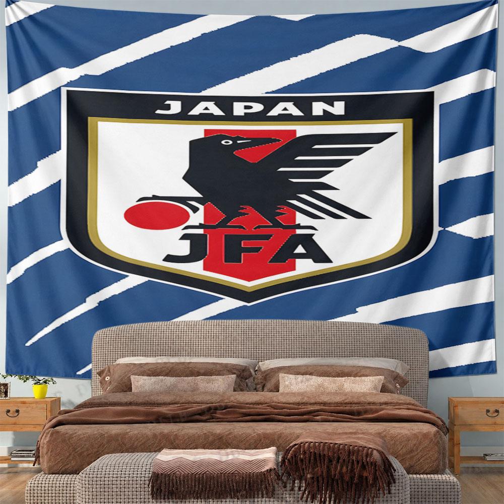 Japan Football Association Emblem Pattern Wall Hanging Tapestry Decorative Tapestry Home Decor for Bedroom and Living Room