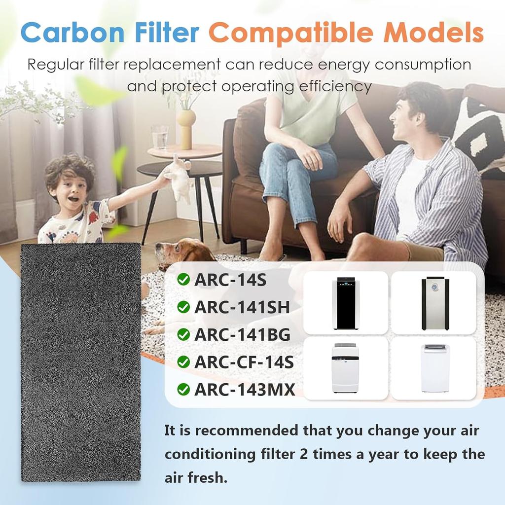 4Pack Replacement Filters for Whynter Portable Air Conditioners Compatible with ARC-14S, ARC-14SH, ARC-141BG and ARC-143MX, Activated Carbon Filters