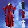 Women's Fashion Halloween Solid Color Sleeve Dress Retro Gothic Dress Cosplay Prom Princess Dress