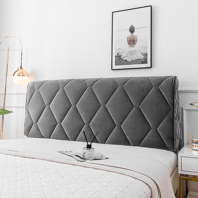 Роскошный однотонный утолщенный бархатный стеганый чехол на голову кровати, супер мягкий универсальный короткий плюшевый чехол на изголовье кровати для домашнего отеля