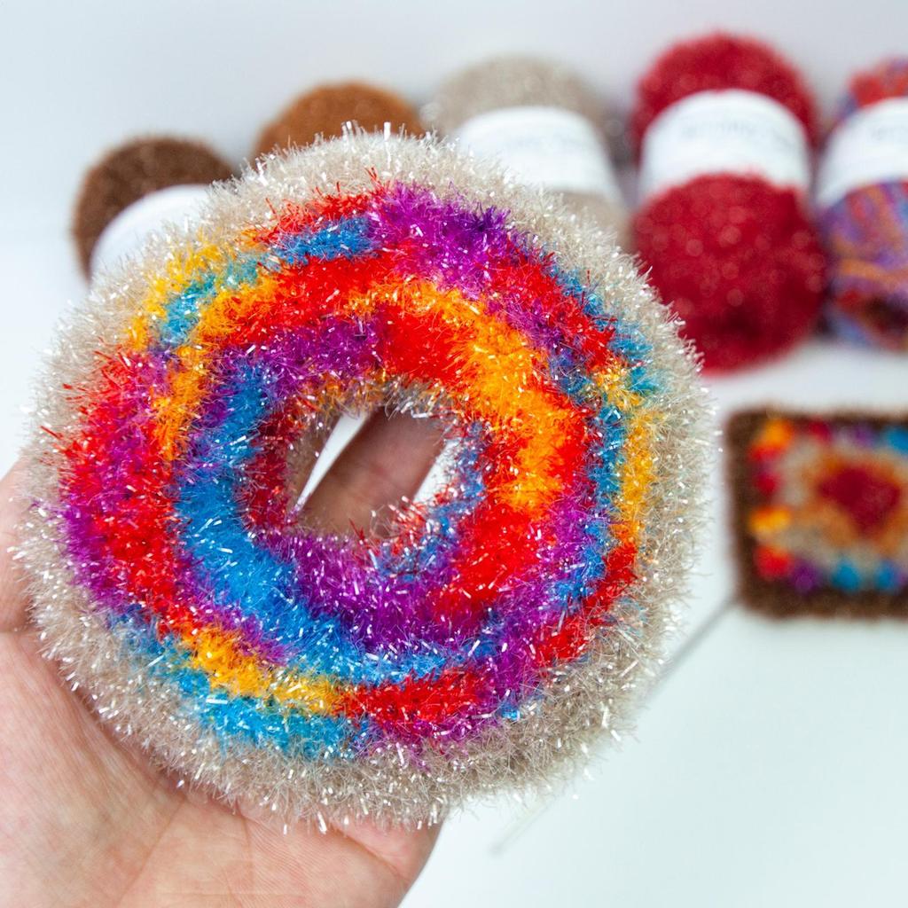 Пряжа Scrubby Shine Разные Цвета Ассорти Scrubby Изысканная Пряжа для Вязания Крючком и Вязания Спицами Пряжа Scrubby Для Банных Полотенец Кухонных Тряпок
