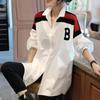 Fashion Lapel Printed Spliced Asymmetrical Shirt Women's Clothing Autumn Oversized Casual Tops Commuter Blouses