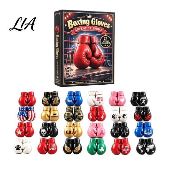 Unique Christmas Gift for Boxers Boxing Gloves Advent Calendar 2026, 24 Days Countdown with 2D Acrylic Glove Ornaments, Boxing-Themed Holiday