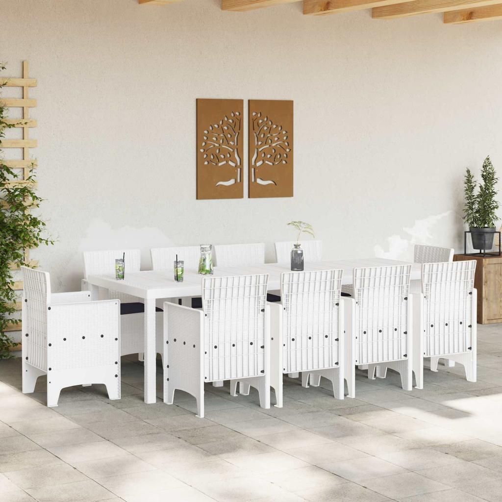 Garden Dining Set 11 pcs White Polypropylene