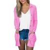 Women's Fashion Cardigan Lightweight Long Sleeve Button Loose With Pocket Solid Color Jacket
