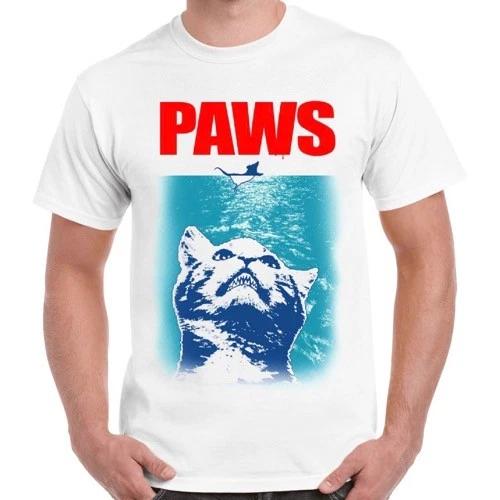 Paws Jaws Parody Cats Kittens Funny Gift Cool Vintage Retro T Shirt 277