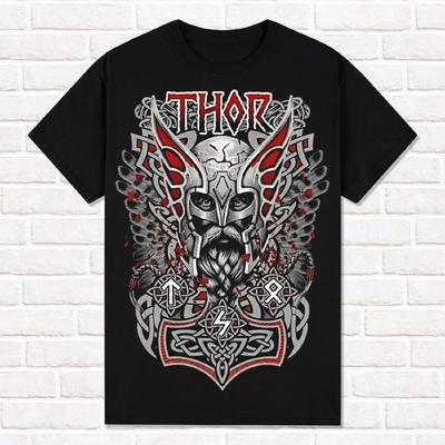 Футболка с молотом Тора Мьёльнир Viking Style Asatru Nordic Tradition T Shirt Tees Tops Унисекс Хлопок Короткий рукав High Street