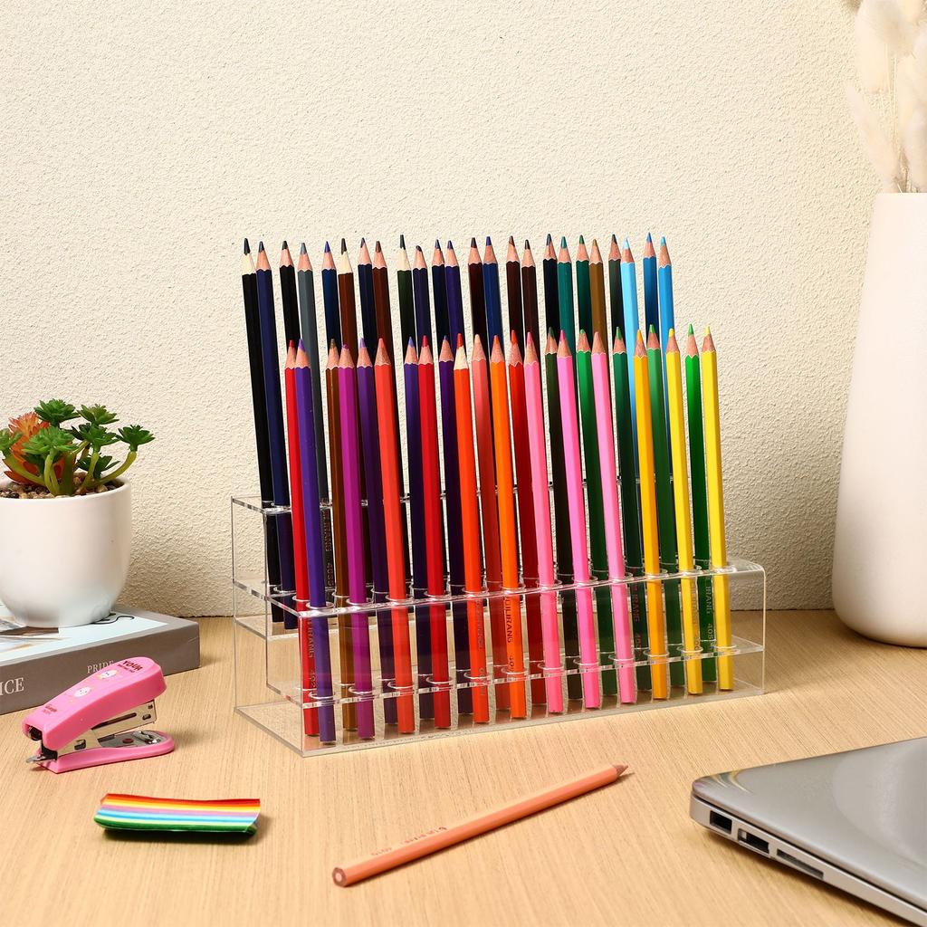 Акриловый держатель для ручек, большая вместимость, складная подставка для стола, полка для хранения кистей, офисные органайзеры, школьный офис