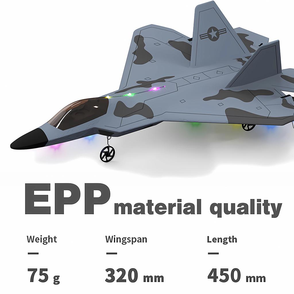 Модель самолета F22 Самолет на радиоуправлении Истребитель Электрический самолет из пенопласта Детская игрушка Беспилотный летательный аппарат с фиксированным крылом Планер