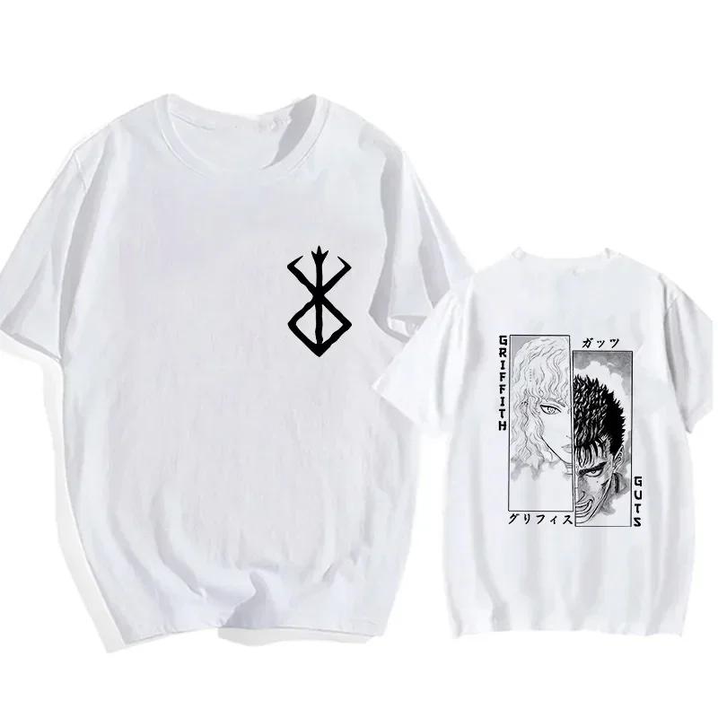 Футболка больших размеров с японским аниме Harajuku Berserk Guts Eyes Print Funny, графическая футболка, уличная футболка Manga, топ, футболки в стиле хип-хоп