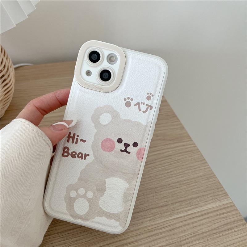 Zhitai Cartoon Bear Leather Case for Apple iPhone 13/12 Pro Max/7/8 Plus