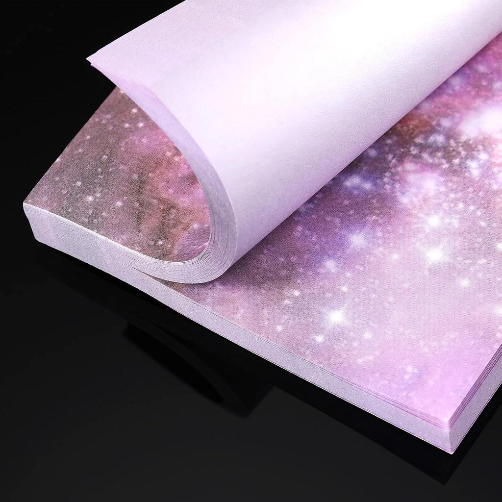 6 Pads Planet Sticky Notes 3. 15 x 3. 15 Inches Purple Starry Sky Self Adhesive Memo Note Pads Galaxy Self Stick Memo for Office Paper Natural